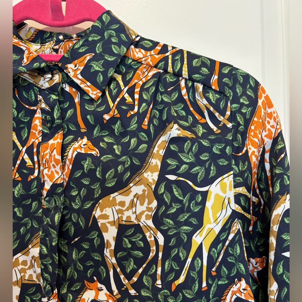 J. Crew Giraffe Long Sleeve Ruffle Dress